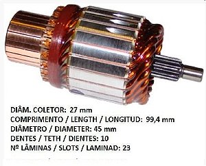 DELCO 10525504 Induzido 12V Modelo Delco PG260B/C (Menor)