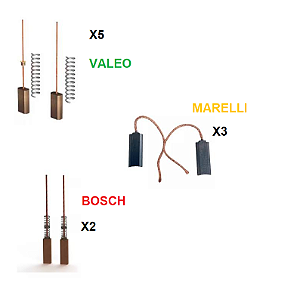 KIT JOGO ESCOVAS REGULADOR 5 VALEO  / 3 MARELLI  / 2 BOSCH