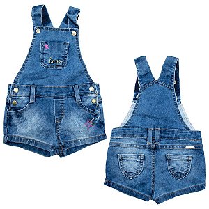 vestido jardineira jeans infantil