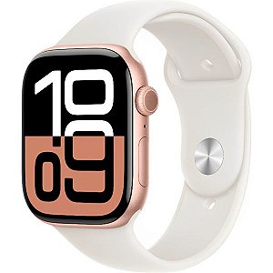 Apple Watch S10 caixa de alumínio em Rose Gold e pulseira na cor Light Blush 46 mm