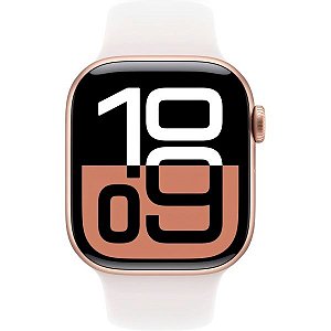Apple Watch S10 caixa de alumínio em Rose Gold e pulseira na cor Light Blush 42 mm
