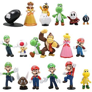 Boneco Mario Bros Coleção Super Mario Bros Pvc 18 Peças