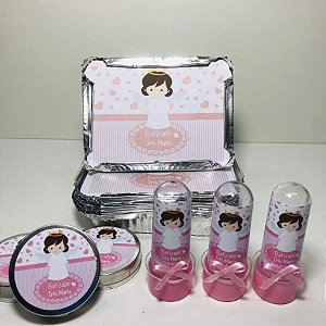 30 Tubetes + 30 Latinhas + 30 Marmitinhas Personalizados - Batizado Menina