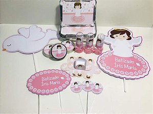 Kit Festa Lembrancinhas Personalizado 120 Pçs - Batizado Menina