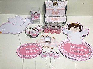 Kit Festa Lembrancinhas Personalizado 230 Pçs - Batizado Menina