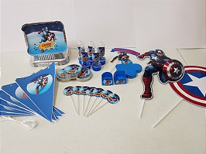 Kit Festa Lembrancinhas Personalizado 120 Pçs - Capitão América