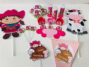 Kit Festa Lembrancinhas Personalizado 120 Pçs - Fazendinha Menina