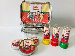 30 Tubetes + 30 Latinhas + 30 Marmitinhas Personalizados - Turma Da Mônica