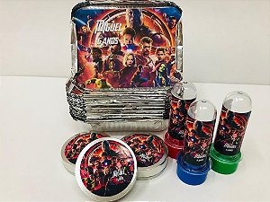 30 Tubetes + 30 Latinhas + 30 Marmitinhas Personalizados - Vingadores Guerra Infinita