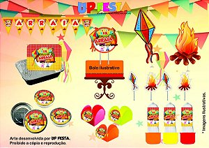 Kit Festa Lembrancinha Festa Junina 10 Pessoas -90 Pcs