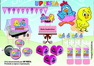 Kit Festa Lembrancinha Galinha Pintadinha Rosa 10 Pessoas -90 Pcs