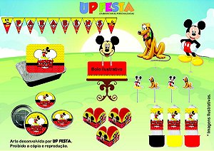 Kit Festa Lembrancinha Mickey 10 Pessoas -90 Pcs