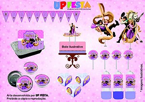 Kit Festa Lembrancinha Rapunzel Enrolados 10 Pessoas -90 Pcs