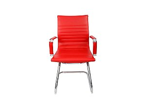 1 Cadeira Esteirinha Em Couro Pu Interlocutor Secretária Vermelha