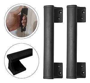 Puxador de porta de correr ou fixa preto Ou Prata com preto em Nylon 2 peças