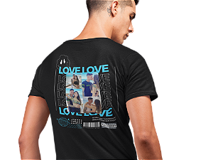 Camisa personalizada "LOVE LOVE" com fotos do casal – Presente Romântico