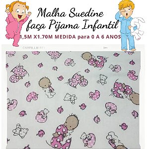 Malha Suedine estampa Bebês para Pijama Infantil 1,50cm x 1.70m 