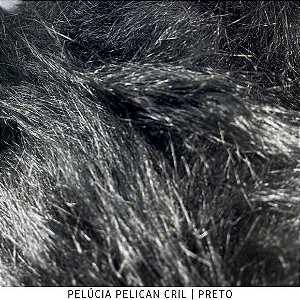 Pelúcia Pelicancril Preto tecido pelo Alto 95mm e base firme
