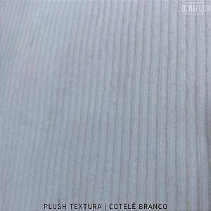 Plush Textura Cotelê Branco, tecido Aveludado com Desenhos 