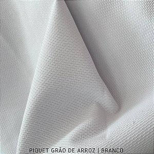 Piquet Grão de Arroz Branco tecido 100% Algodão