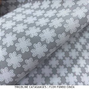 Tricoline Flor Cinza tecido Cataguases 100%Algodão - 1,40Largura 
