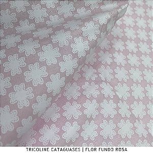 Tricoline Flor Rosa tecido Cataguases 100%Algodão - 1,40Largura 