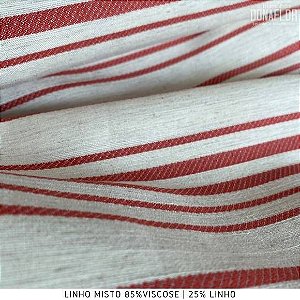 Linho Listra Vermelho tecido fibras Naturais e Viscose para Roupas, Costura Criativa