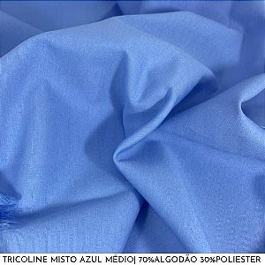 Tricoline Misto Azul Médio tecido 1,40Largura 