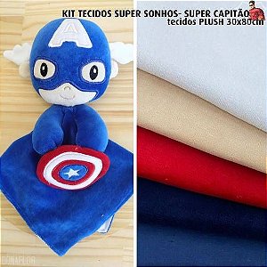 Kit Tecidos Naninha Super Capitão em tecido Plush por Myrella Barreto
