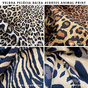 Velboa 4Cortes Animal Print Pelúcia Baixa tecido para Artesanatos - Medida 50cm x 1,50m