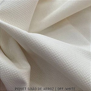 Piquet Grão de Arroz Off-White tecido 100% Algodão