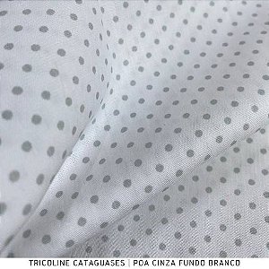 Tricoline Poa Cinza fundo Branco tecido Cataguases 100%Algodão - 1,40Largura 