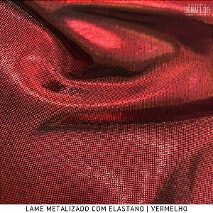 Tecido Lame Brilho Metalizado Vermelho com Elastano 1,40Largura