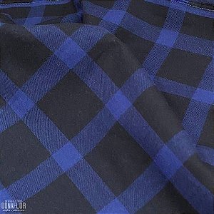 Flanela Xadrez Preto e Azul tecido Leve e quentinho para Roupas, Pijamas 
