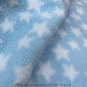 Unifloc Jacquard Estrela Azul tecido Peluciado 1.65m de Largura