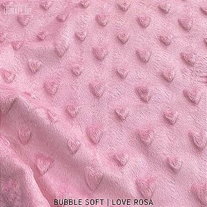Bubble Soft  Tecido aveludado Coração em Relevo Rosa