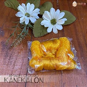 Kanekalon Amarelo Ouro 15cm Cabelo de Anjo Sintético para Bonecas e Bichos 