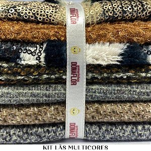 Kit Tecido Lã Multicores 7 tecidos 30cm x 70cm casa
