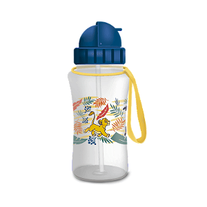 GARRAFA PLASTICA C/ CANUDO E ALCA 450 ML REI LEAO