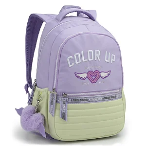 MOCHILA JUVENIL COLOR UP -SEANITE LILÁS E VERDE