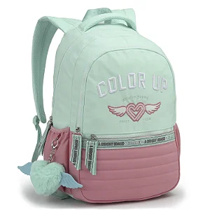 MOCHILA JUVENIL COLOR UP -SEANITE  VERDE E ROSA