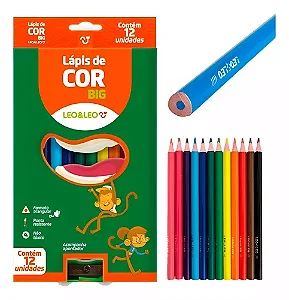 LAPIS 12 CORES BIG COM APONTADOR LEOELEO