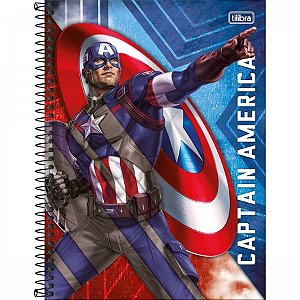 CADERNO ESPIRAL CONNECT AVENGERS CAPITAIN AMERICA 10 MATÉRIAS 160 FOLHAS