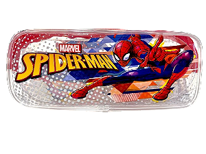 ESTOJO COM ZÍPER HOMEM ARANHA TRANSPARENTE
