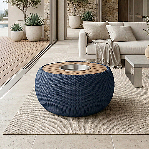 Mesa Centro Rope com Champanheira - Cor Azul Marinho