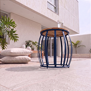 Mesa lateral Wood - Cor Azul Marinho