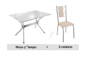 Mesa de Jantar Kappesberg Loire 6 cadeiras Lisboa tecido 16- verificar cores disponível