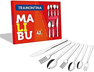 Faqueiro Tramontina Inox Malibu Jogo 24 peças Alta Qualidade - Comprar  Tupperware Online? Wareshop - Loja Mundo Tupperware