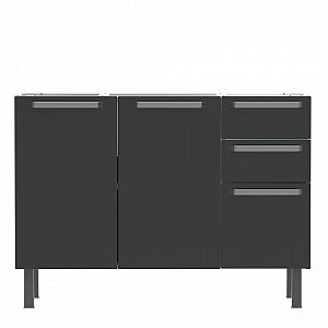 Gabinete Colormaq Verona S/Tampo  P/Pia 2 portas/2 gavetas/1 gavetão- Grafito