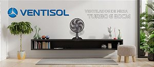 Ventilador Ventisol De Mesa Turbo 30 cm Premium-Preto Cinza